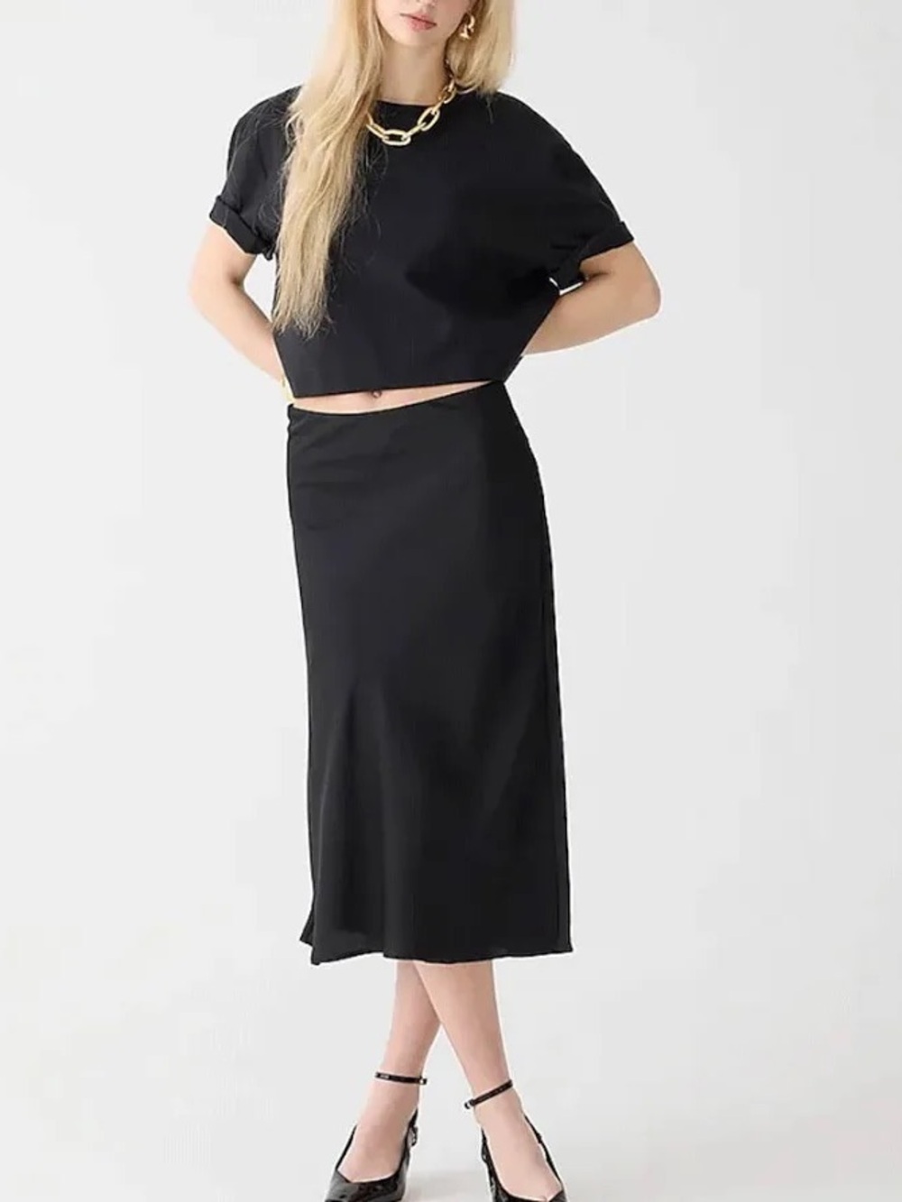 J. Crew Gwyneth Black Slip Skirt in Black
